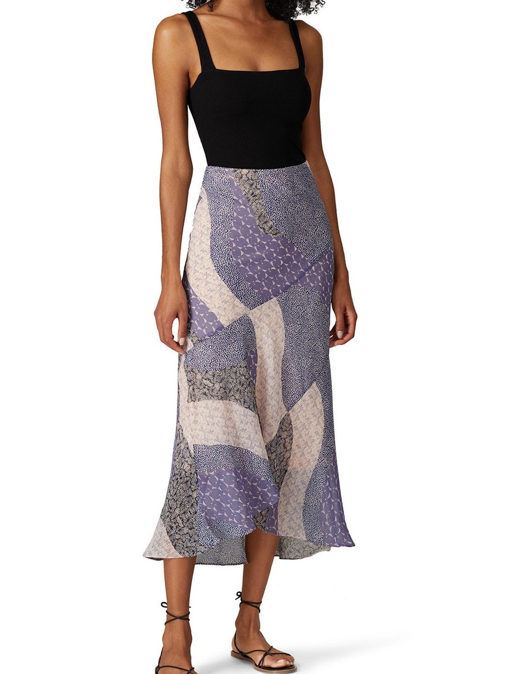 Patchwork Bias Cut Midi Skirt Y2K Boho Cottagecore Purple Large BB Dakota Fairy